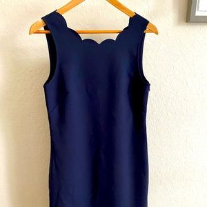 J. CREW Factory Navy Blue Scalloped Hem Mini Dress